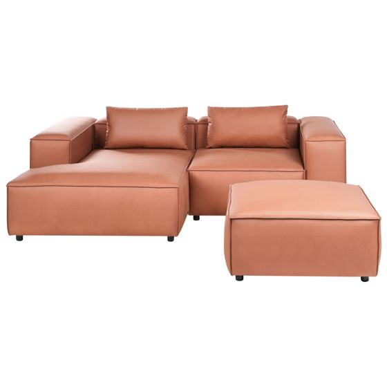 Moduulikulmasohva 3-istuttava BRANDE keinonahka Kullanruskea Oikea