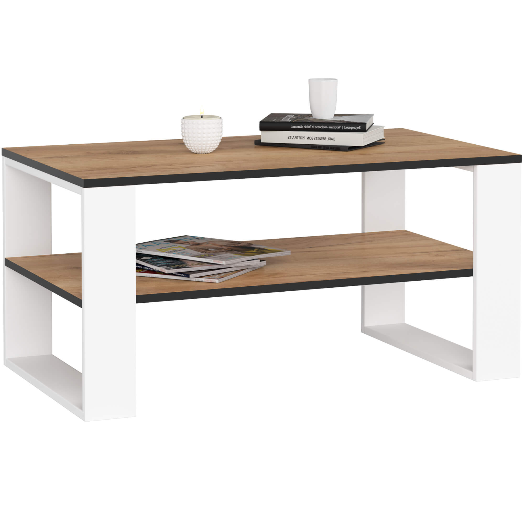 Akord Sohvapöytä Alex Craft-tammi/Valkoinen 92x53x45