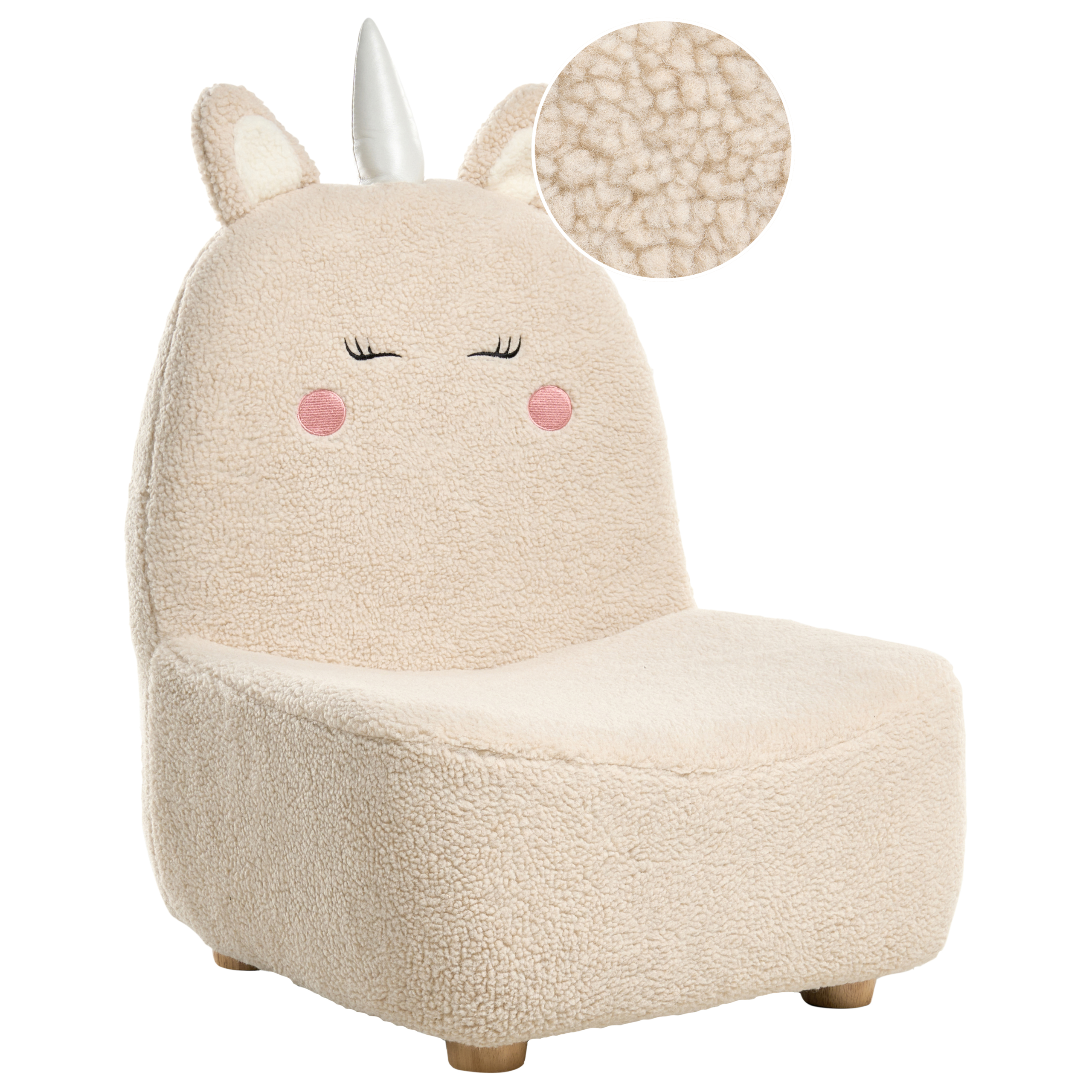 Lasten nojatuoli Yksisarvinen LULEA buklee Vaaleanbeige