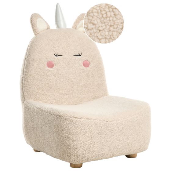 Lasten nojatuoli Yksisarvinen LULEA buklee Vaaleanbeige