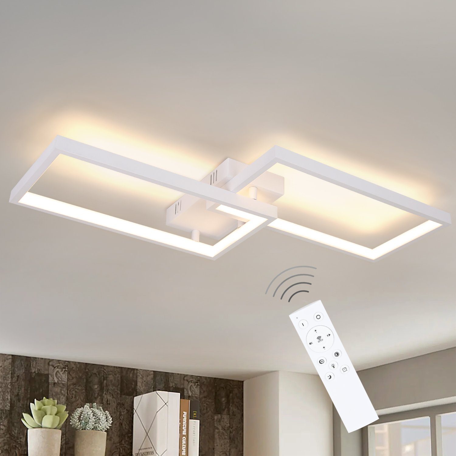 NETTLIFE himmennettävä 40W led-kattovalaisin metallivalkoinen moderni kaukosäätimellä sopii keittiöön olohuoneeseen ja makuuhuoneeseen