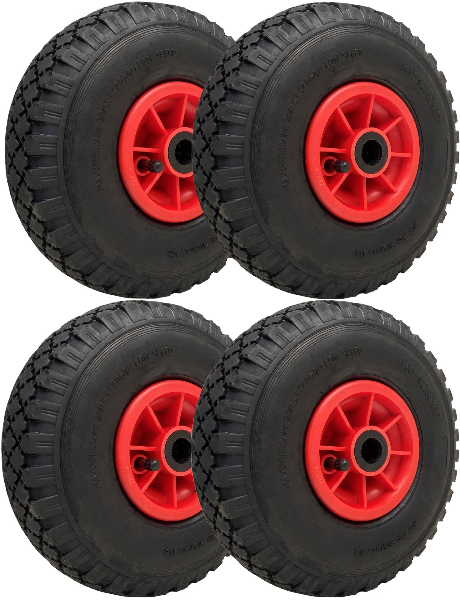 300x4 pneumaattiset pyörät 260x85mm muovivanteet 20mm rullalaakeri 150kg (4 kpl)