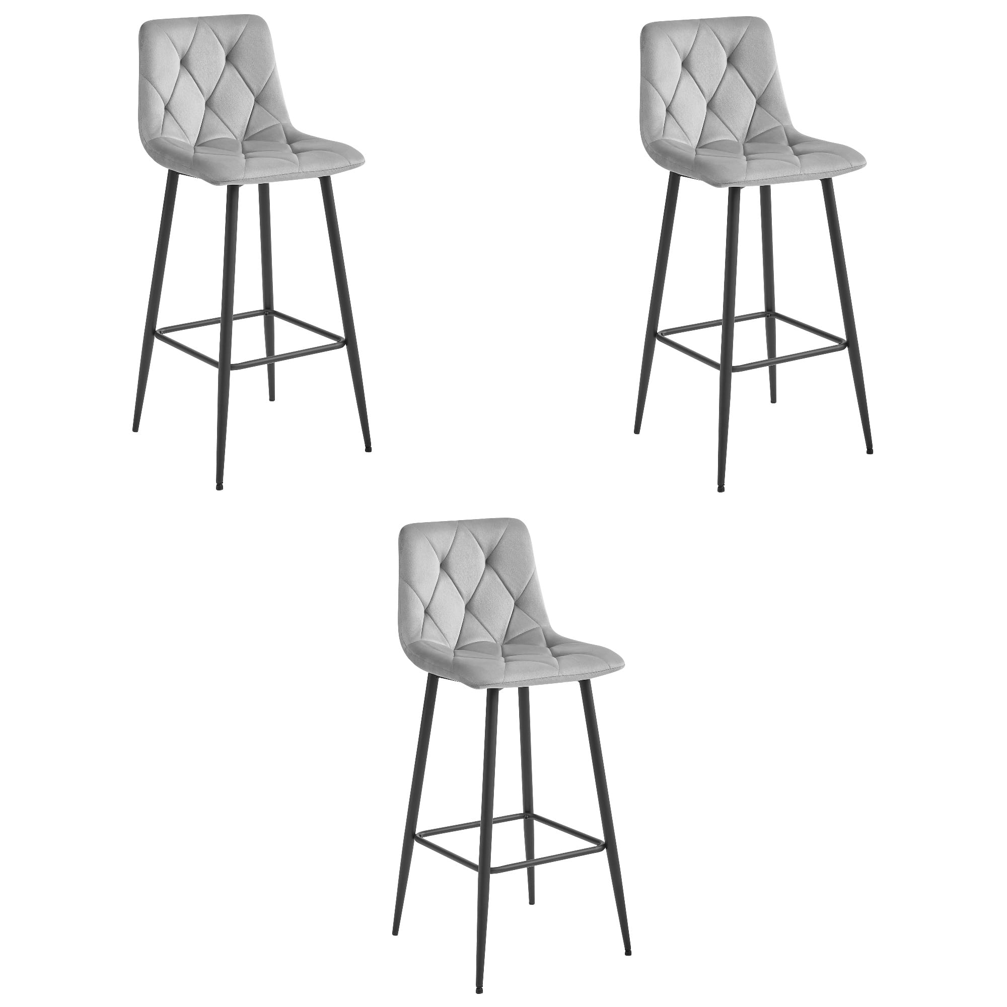 NADO-baarijakkara, hopeanharmaa sametti, mustat jalat (3 kpl)