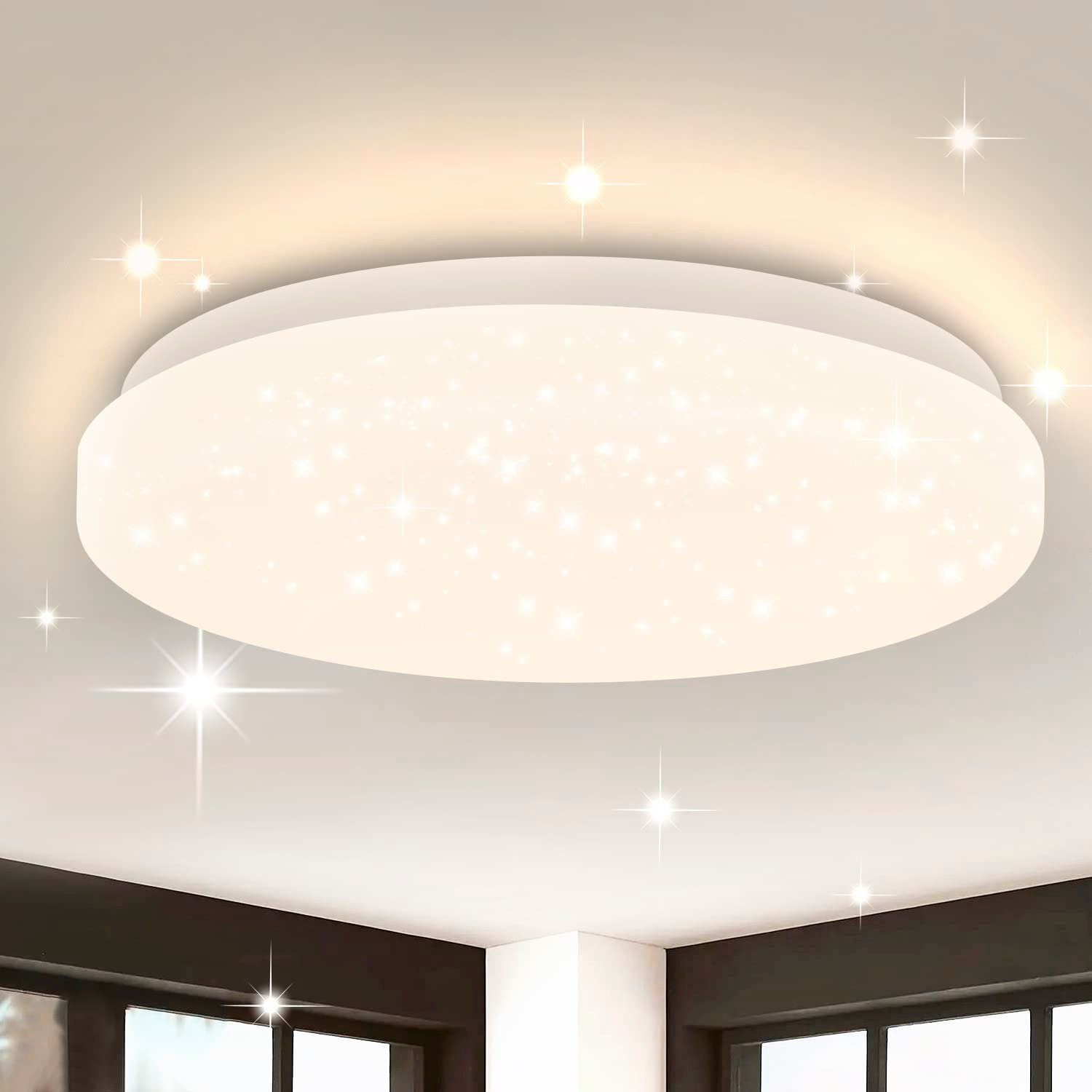 NETTLIFE LED - kattovalaisin, makuuhuoneeseen 21cm 15W lämmin Valkoinen makuuhuoneen Kimalteleva eteisvalaisin, pyöreä pieni, tähti Keittiön