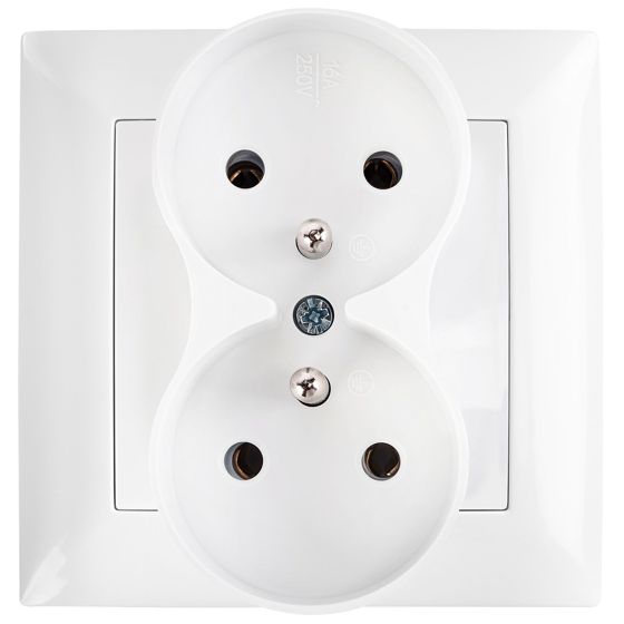 Toolight Kaksiosainen maadoitettu pistorasia OSTE JHN002-G + kehys Valkoinen 5, 1x8, 4x8, 4cm