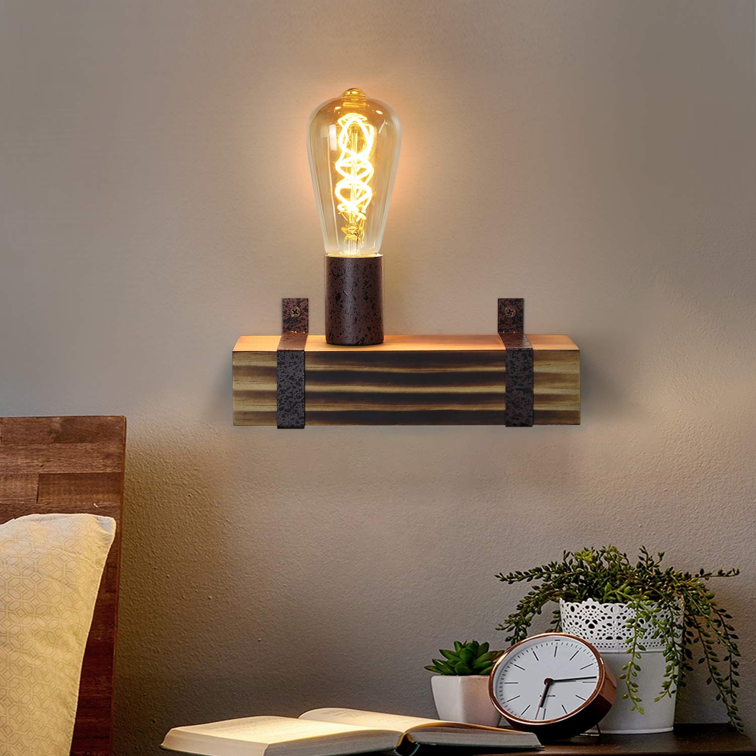 ZMH Vintage-tyylinen musta E27-seinävalaisin toimistoon, eteiseen tai hotelliin (polttimo ei sisälly toimitukseen)