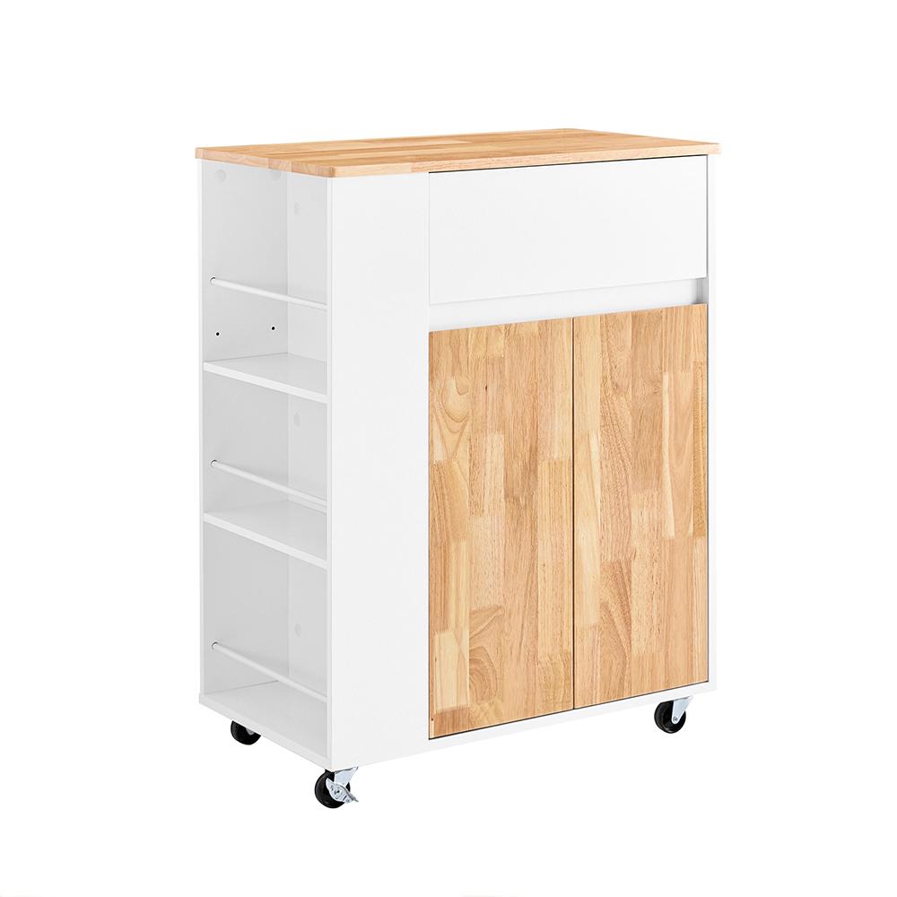 SoBuy Keittiökärry 70x40x90 cm kumipyörillä puulaatikoissa valkoinen FKW132-WN