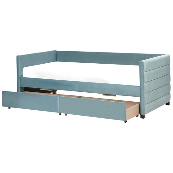 Sohvasänky säilytystilalla sametti MARRAY 90 x 200 cm Mintunvihreä