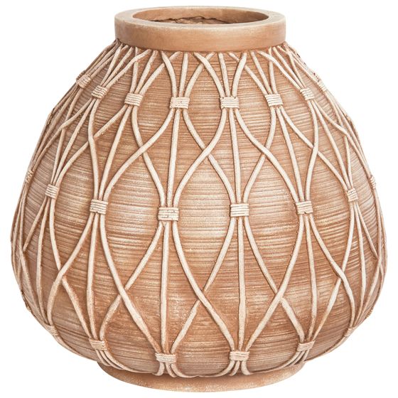 Kukkamaljakko DOMOKOS 38 cm Keramiikka Vaaleanruskea