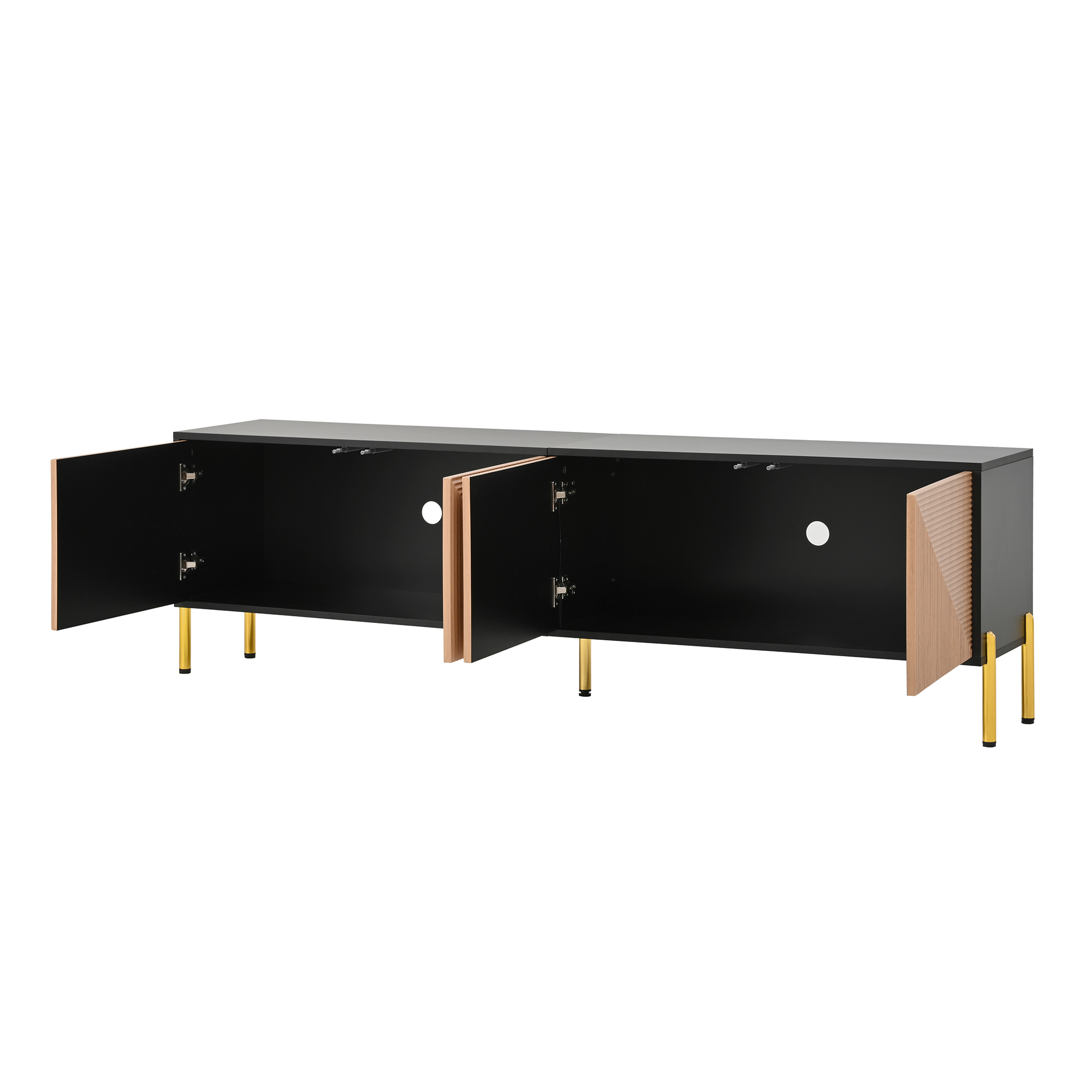 TV-taso 179x35x53,5 cm musta ja luonnonväriä lastulevyyn