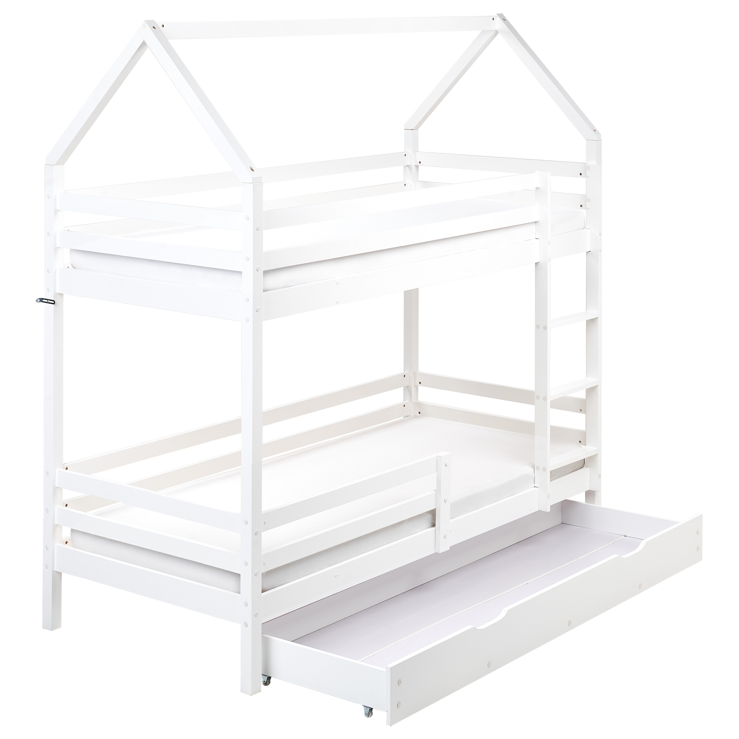 Kerrossänky laatikoilla Talo mänty GIRGOLS 90 x 200 cm säilytystila Valkoinen