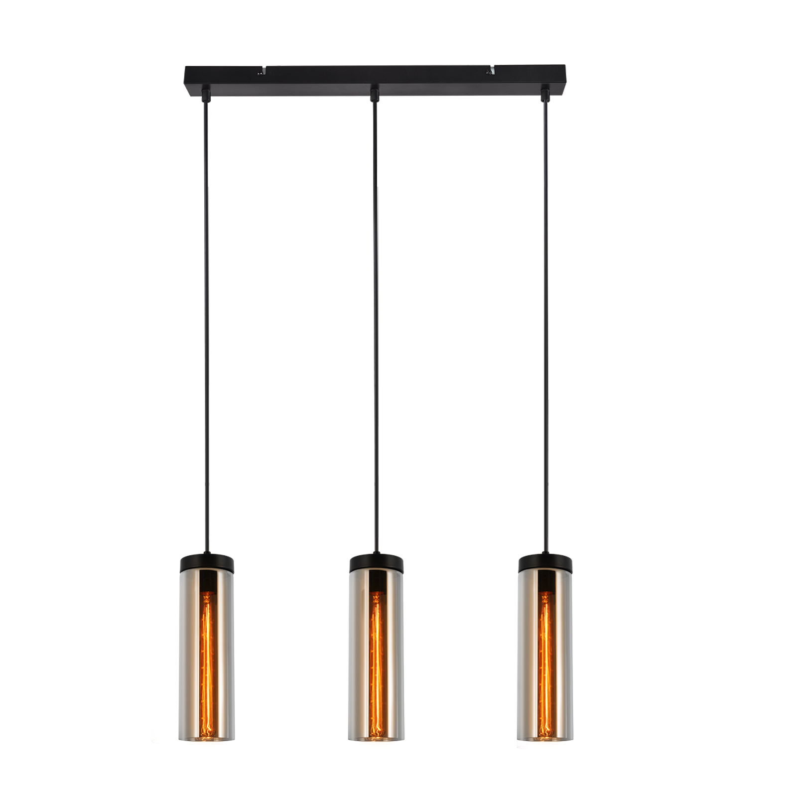 NETTLIFE Retro,mattamusta,lasinen,ruokapöydän,riippuvalaisin,,3 liekkiä,,E27