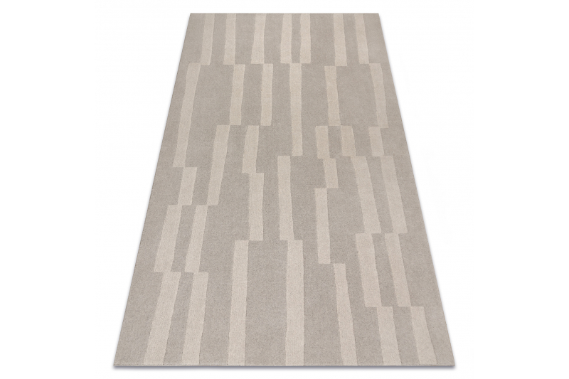 Villamatto TEXTURA - Geometrinen kehyskuviolla, rakenteellinen harmaa / beige 120x170 cm