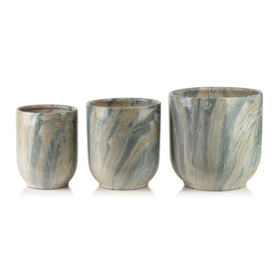 Suojaruukku keraaminen MONDEX Neva Marble 28x28x29 harmaa beige 3kpl