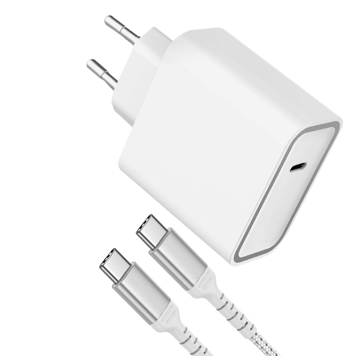 65W Power Delivery GaN verkkolaturi + vahvistettu USB C/USB C -kaapeli