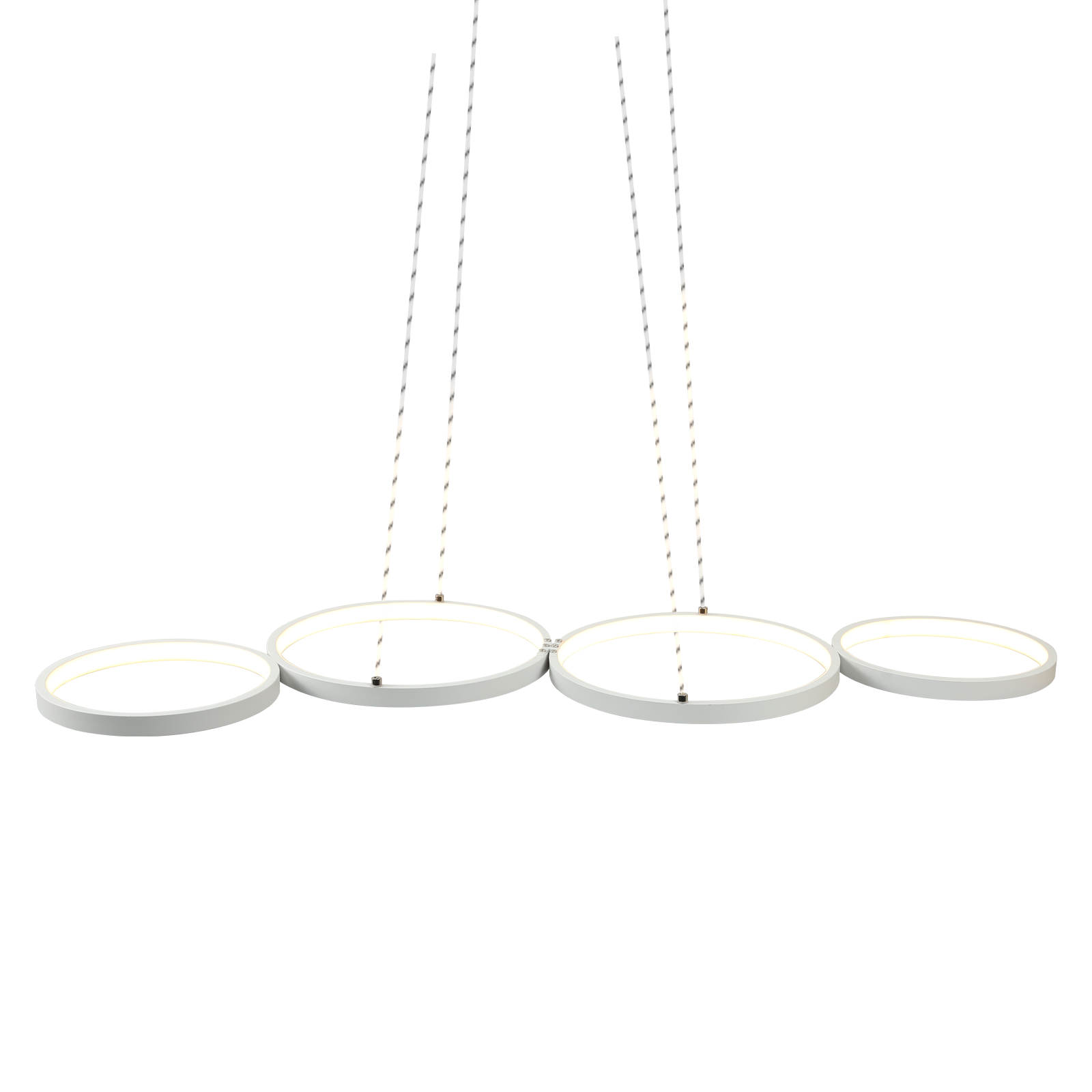 NETTLIFE moderni valkoinen LED-riippuvalaisin, halkaisija 88 cm, ruokailuhuoneen lamppu, 4 rengasta, metallidesign, himmennettävä, kaukosäädin