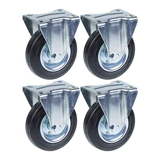 125mm 5" kumirengas, kiinteä, vahva 480kg kantavuus, 4 kpl:n sarja.