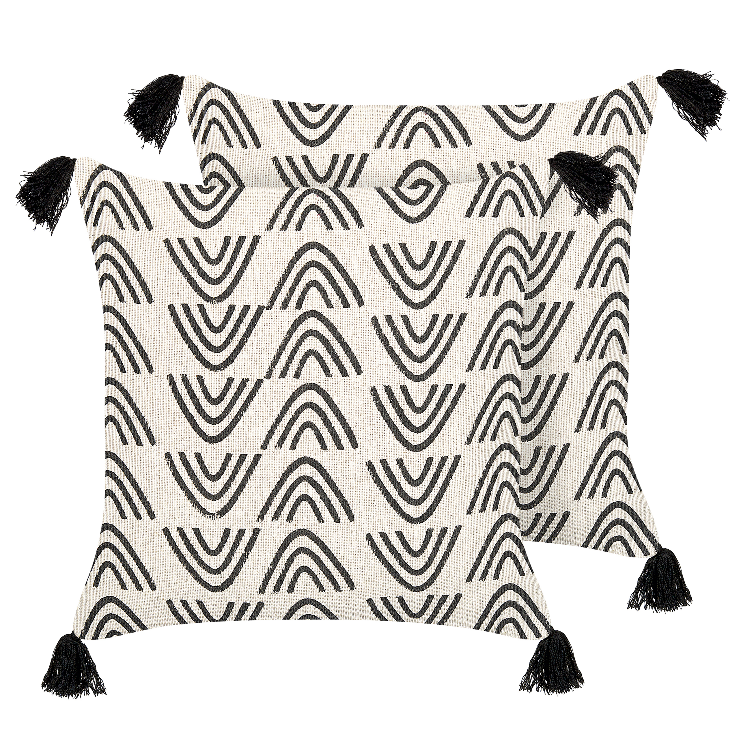 Koristetyynysetti 2 kpl MAYS 45 x 45 cm Puuvilla Valkoinen Geometrinen kuvio