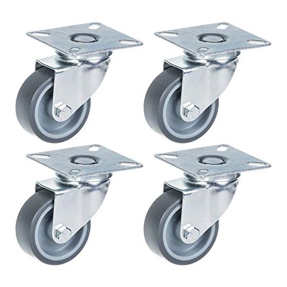 50mm 2" pyörä harmaalla kumirenkaalla, kääntyvä, 160kg kantavuus, 4 kpl:n sarja.