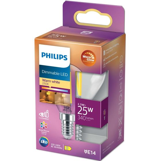 LED E14 Globe 2,5 W (25 W) Kirkas Himmennettävä WarmGlow 340 lm