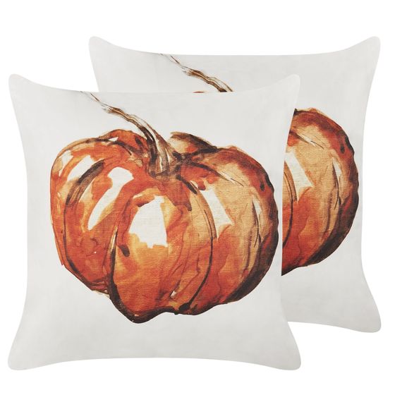 Koristetyynysetti 2 kpl CURBITA sametti 45 x 45 cm Beige Kasvikuvio