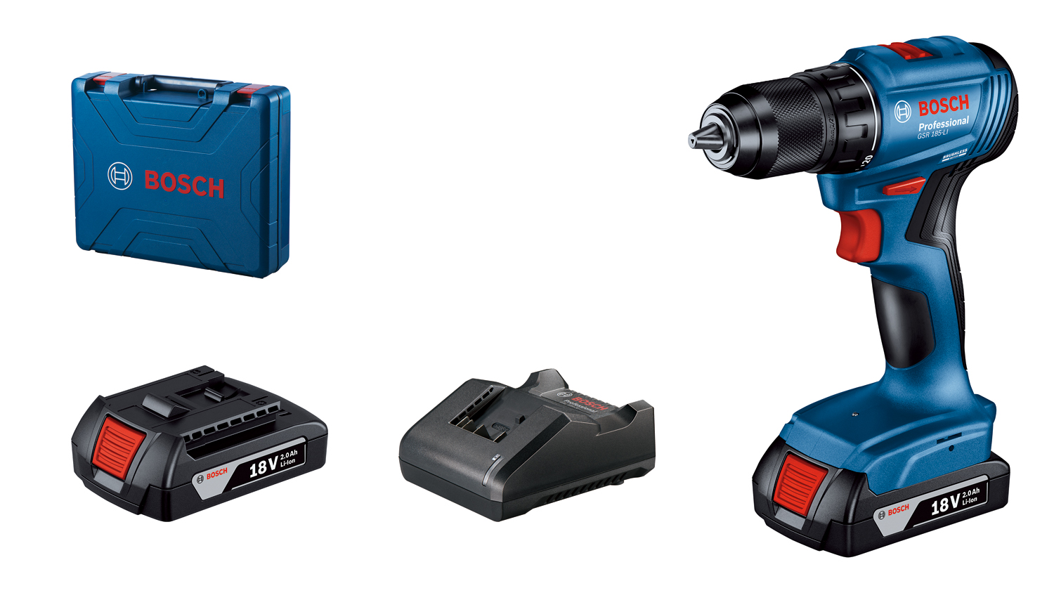 Bosch GSR 185-LI Professional -Akkuporakone 18V 2x 2,0 Ah