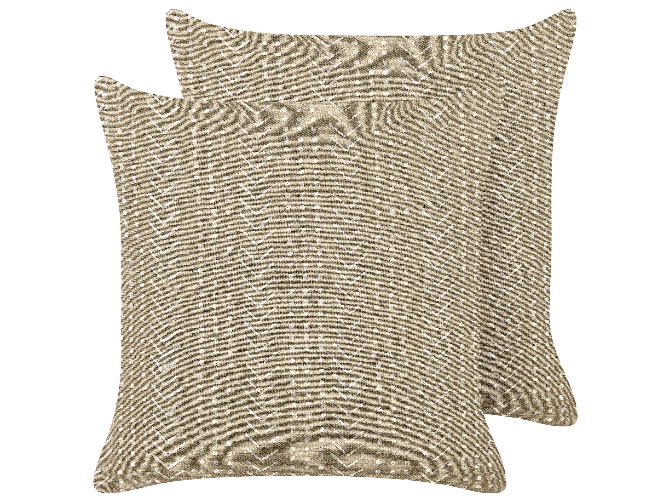 Koristetyynysetti 2 kpl SENECIO puuvilla 45 x 45 cm Beige Geometrinen kuvio
