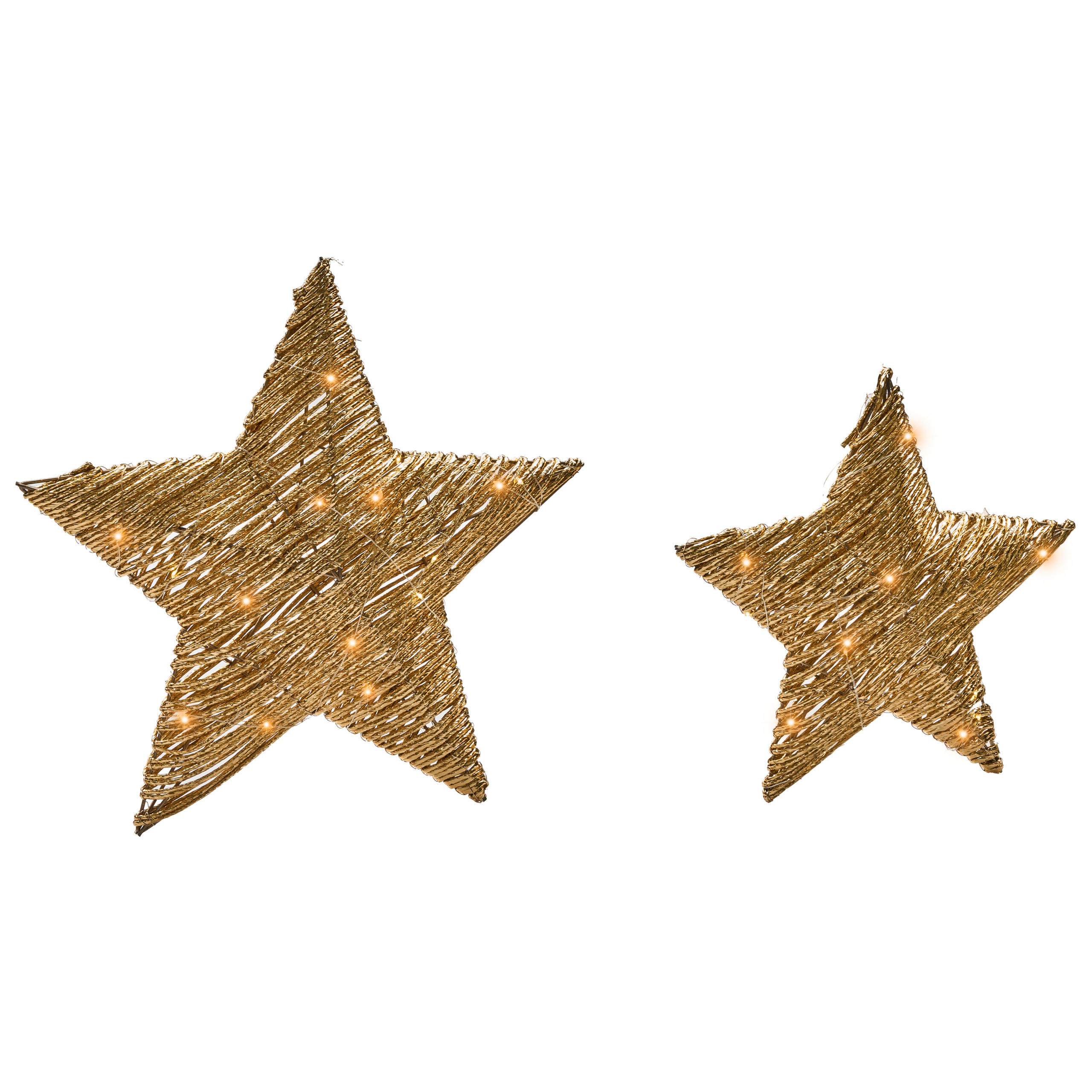 Joulukoristesetti 2 kpl LED-valo HAMPEN Tähti 24/30 cm Kulta