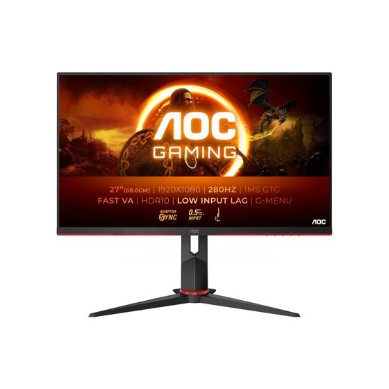 AOC 27G2ZN3/BK | 27" | VA | FHD | 16:9 | 280 Hz | 1 ms | 1920 x 1080 pikseliä | 300 cd/m² | 2 HDMI-porttia