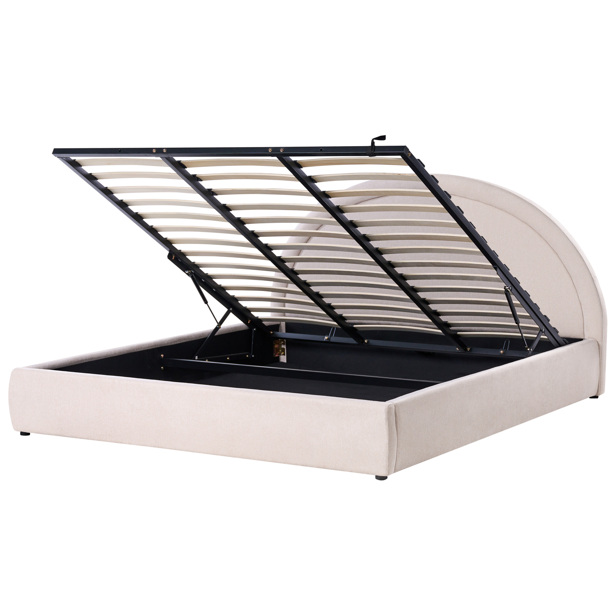 Sänky säilytystilalla kangas MOUZON 180 x 200 cm Vaaleanbeige