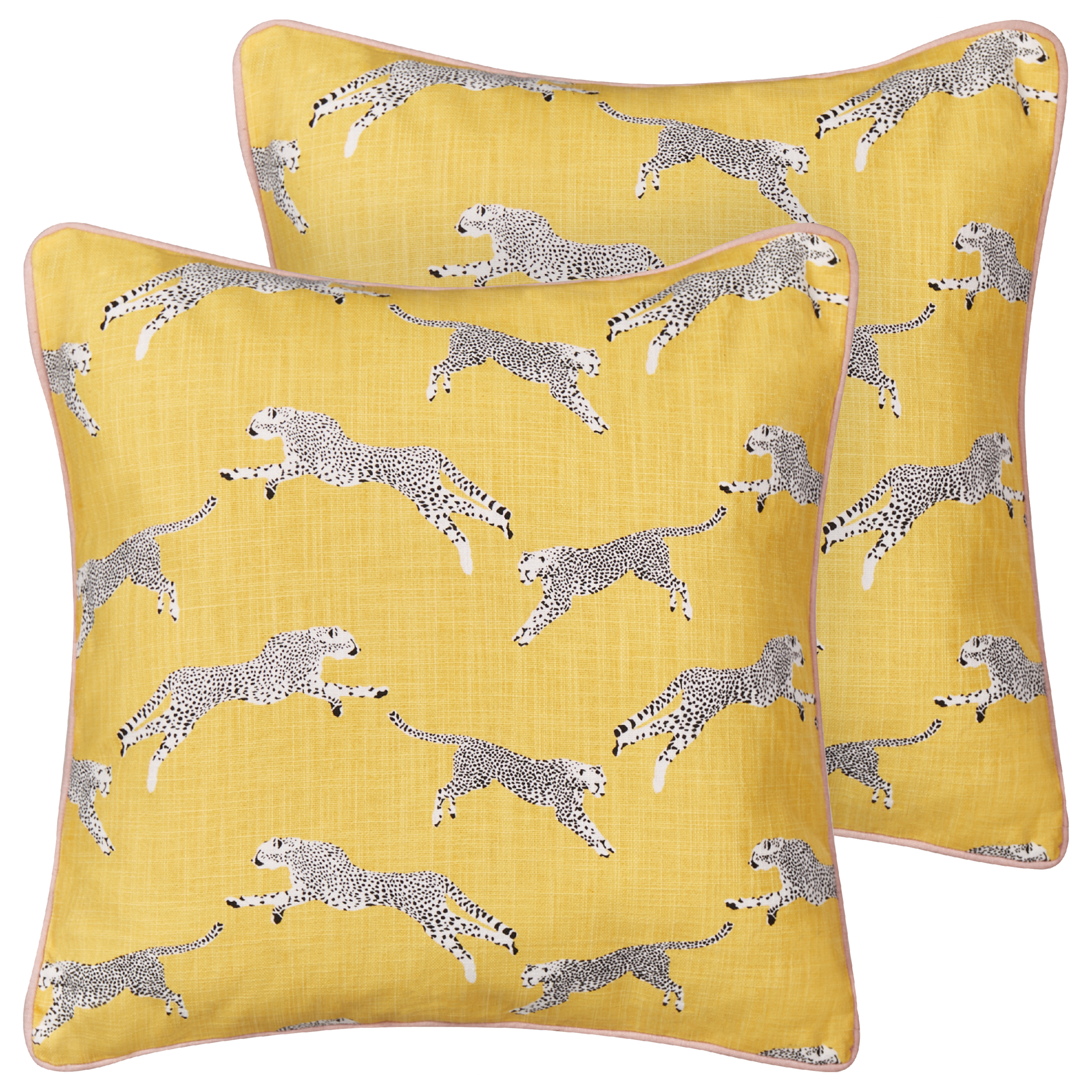 Koristetyynysetti 2 kpl ARALES 45 x 45 cm Puuvilla Keltainen Eläinkuvio