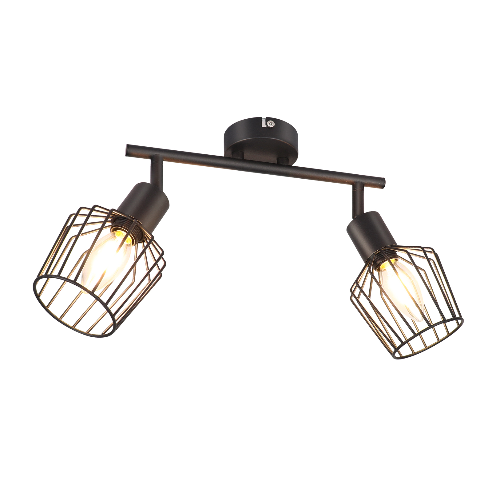 NETTLIFE 2 E14 - kattospottivalaisinta - metallia, 350° kääntyvä teollinen eteisvalaisin, seinävalaisin eteiseen ja olohuoneeseen, musta