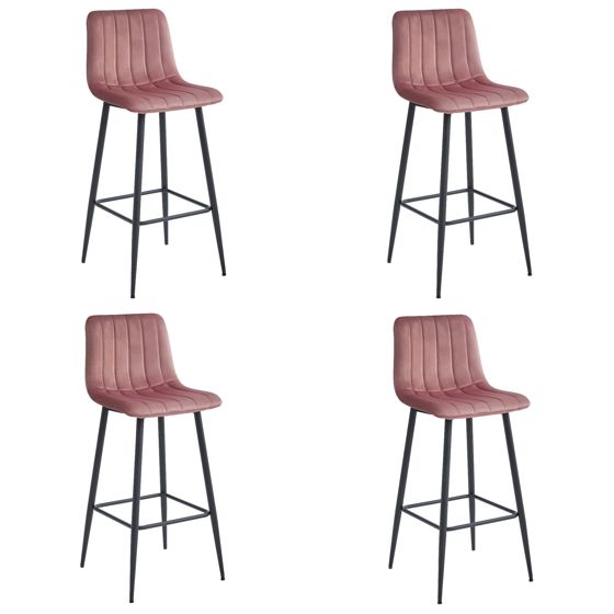 POZZA baarijakkara, tummanroosa sametti, mustat jalat (4 kpl)