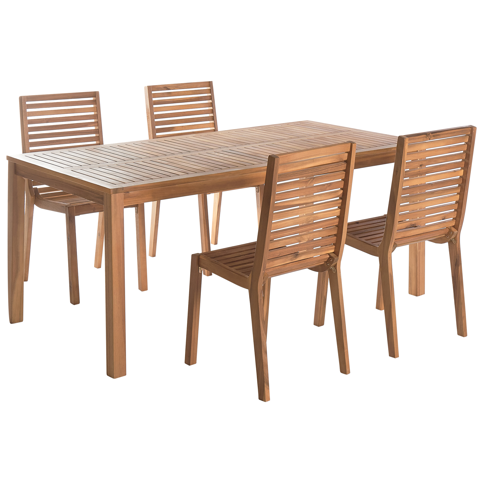 Ulkoruokailuryhmä 4-istuttava OMBRIANO sertifioitu akaasia Vaaleanruskea