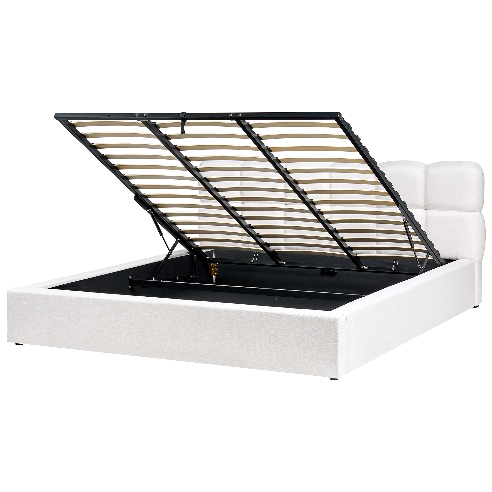 Sänky säilytystilalla kangas BASTON 180 x 200 cm Luonnonvalkoinen