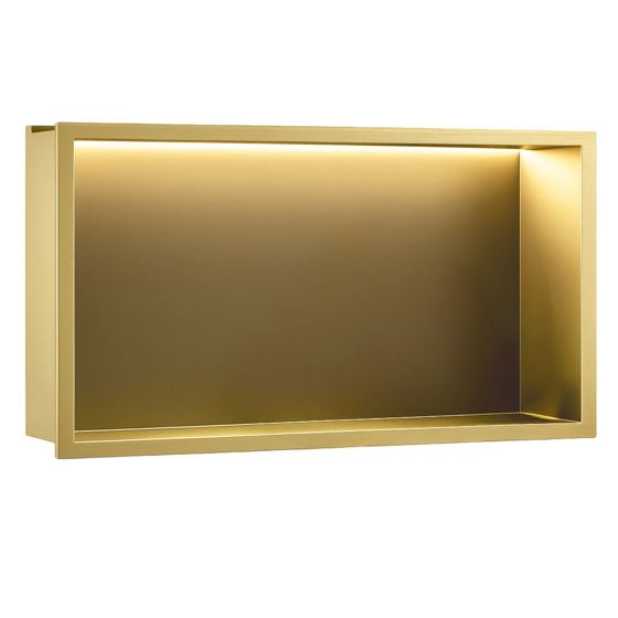 REA syvennykseen asennettava kylpyhuonehylly 30x60 harjattu kulta, 10X60X30CM