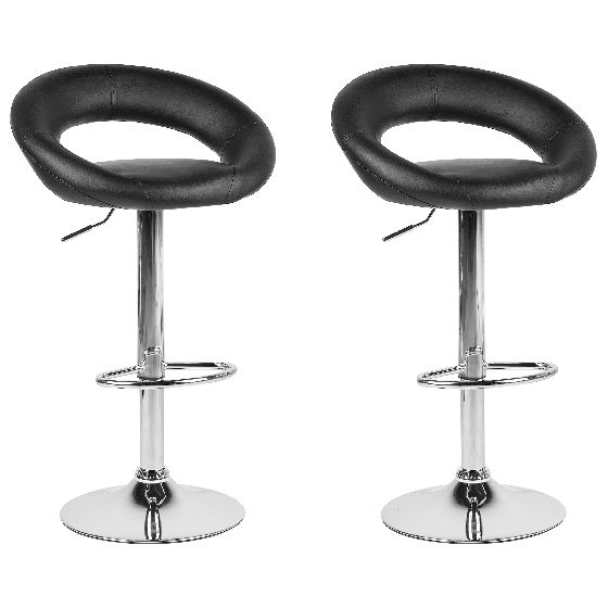 Baarituolisetti 2 kpl PEORIA keinonahka pyörivä Musta