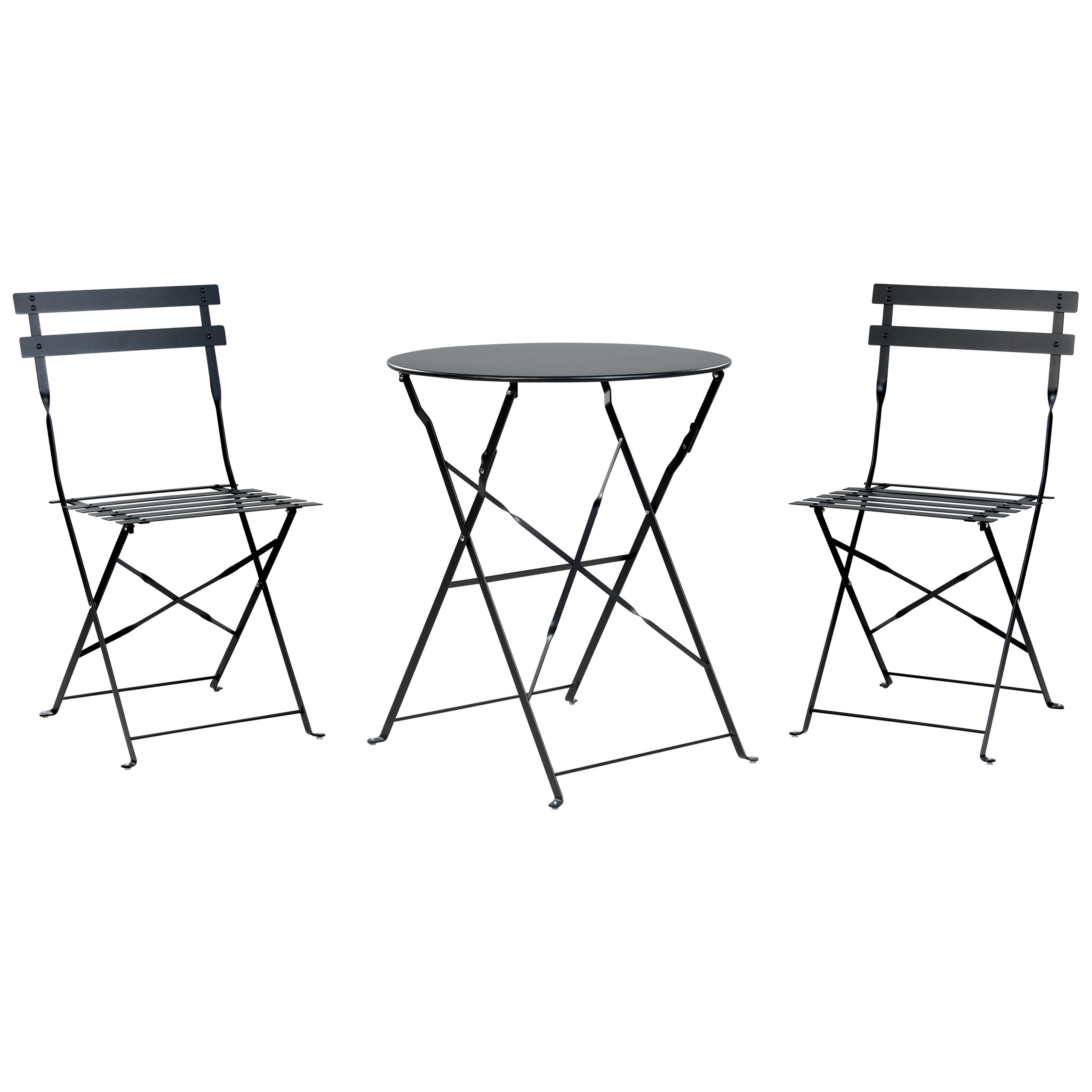 Bistrosetti taitettava FIORI metalli Musta