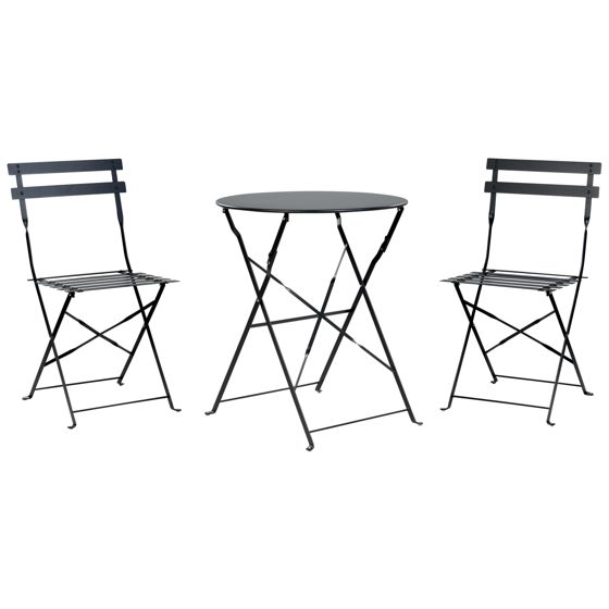 Bistrosetti taitettava FIORI metalli Musta