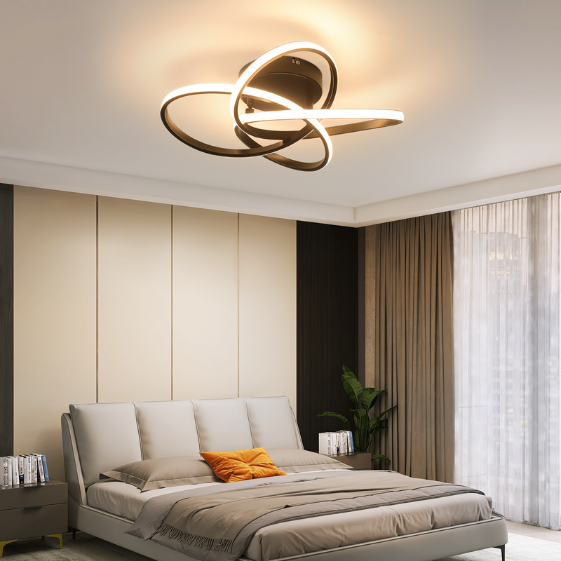 NETTLIFE LED-kattovalaisin makuuhuoneeseen - 28W, 3000K, lämmin valkoinen, eteisen valaisin, moderni keittiön valaisin, nelilehtinen kukka