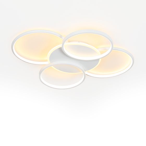 NETTLIFE LED - kattovalaisin, olohuoneeseen, himmennettävä, 70WKaukosäätimellä, 5, rengasta Valkoinen, moderni, akryyli, himmennettävä