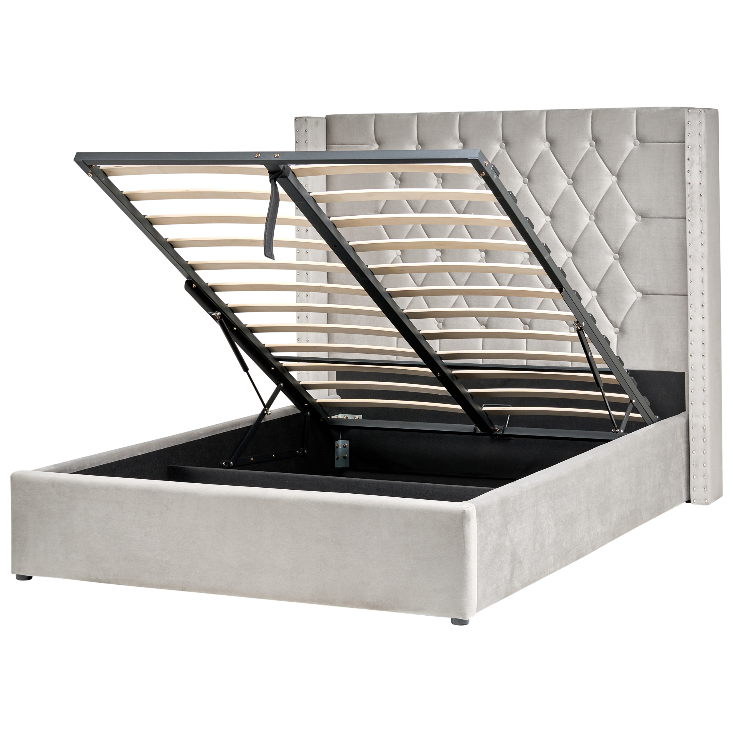 Sänky säilytystilalla sametti LUBBON 140 x 200 cm Vaaleanharmaa