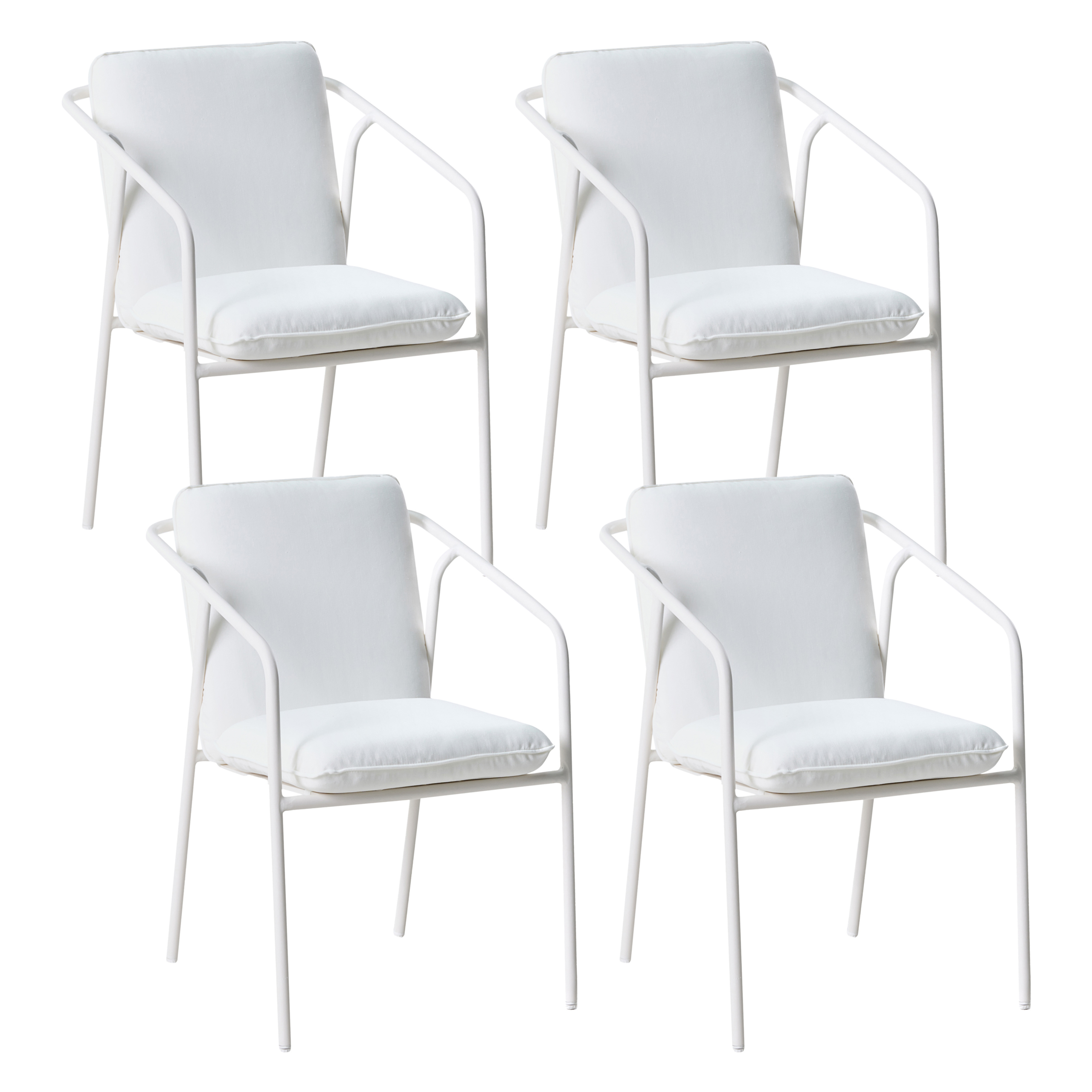 Puutarhatuolisetti pehmusteilla 4 kpl ASCIANO metalli Valkoinen