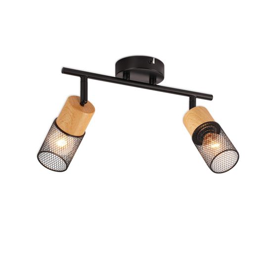 NETTLIFE - kattovalaisin 2 lamppua, vintage - kattospottivalot, puuspotit, 350° säädettävä, E14, retro