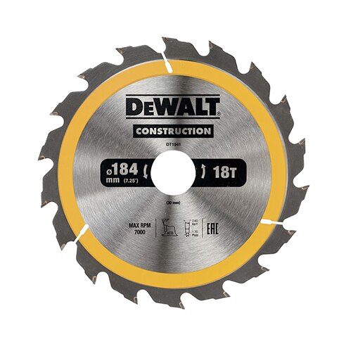 DeWalt Construction -Pyörösahanterä 184x30 mm, 18 hammasta