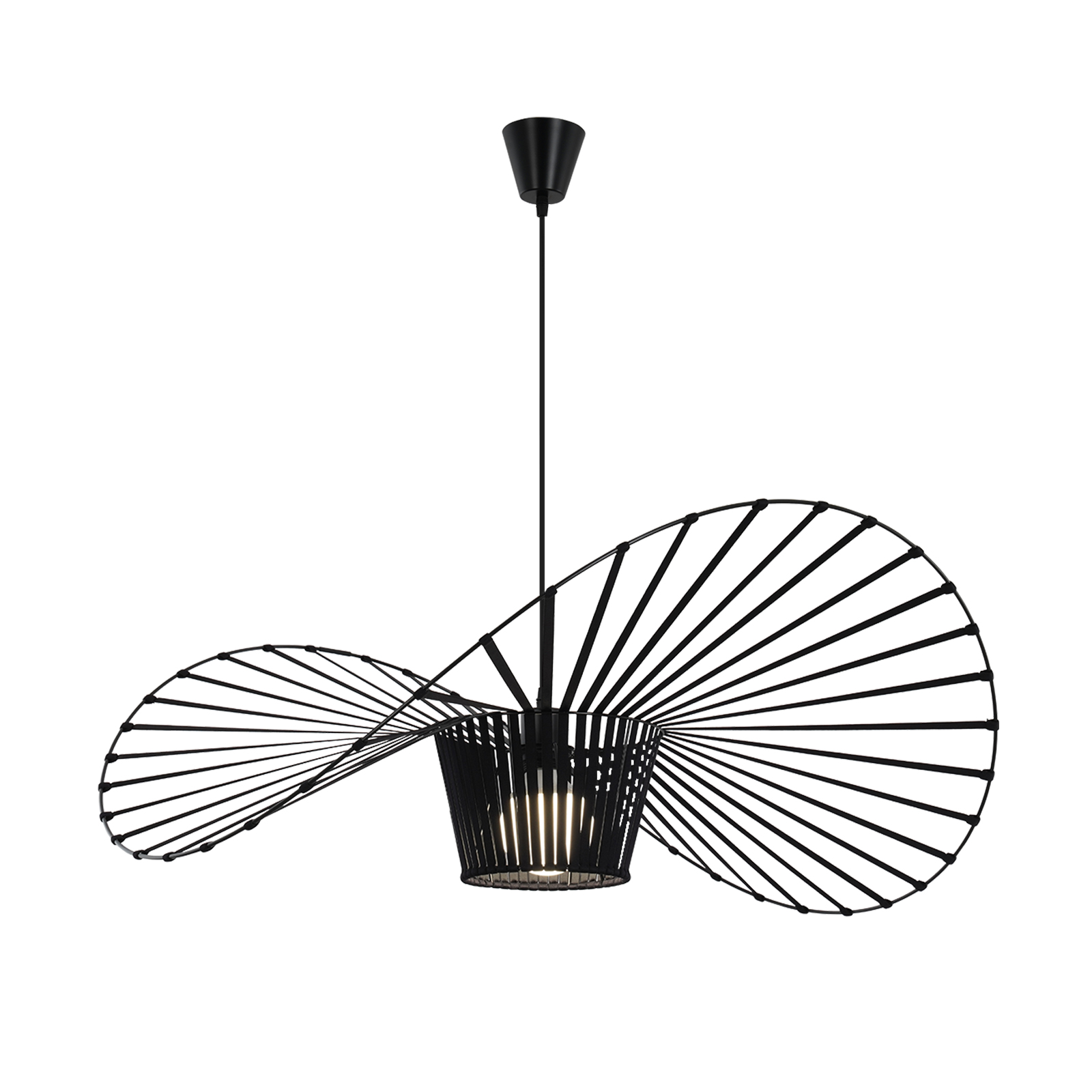 NETTLIFE musta riippuvalaisin, E27 riippuvalaisin, halkaisijaltaan 100cm luova, design olohuoneenVintage polyuretaani (PU) ruokapöytävalaisin