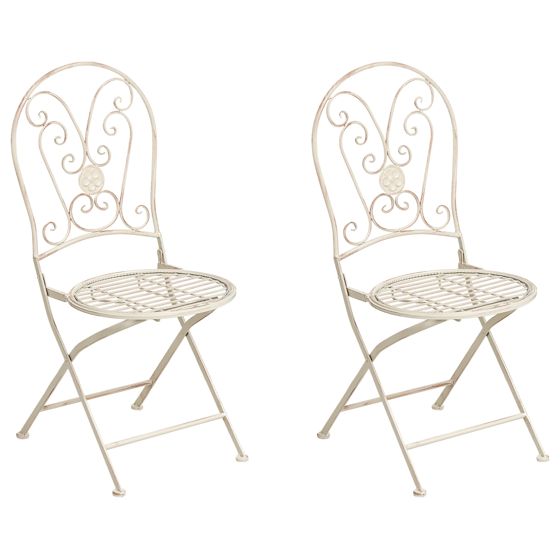 Puutarhatuolisetti 2 kpl COGGIA kokoontaitettava metalli Vaaleanbeige