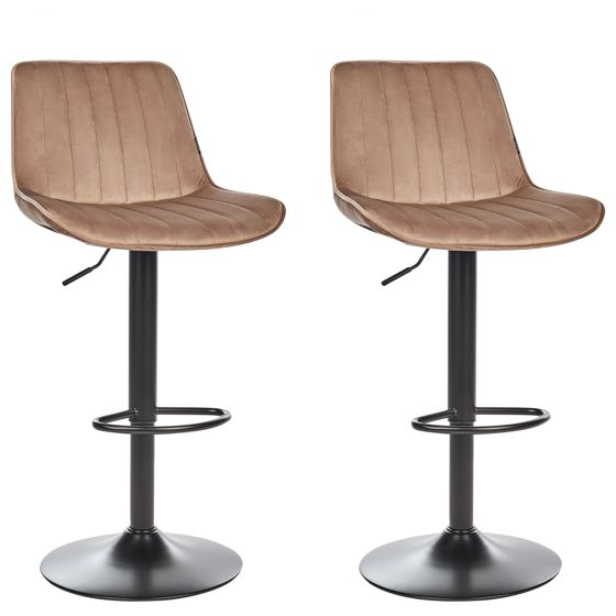 Baarituolisetti 2 kpl DUBROVNIK sametti pyörivä Vaaleanruskea