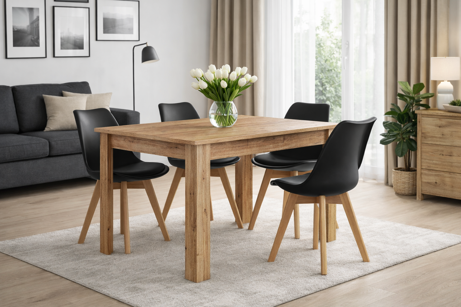 NP Pöytä 120x80 Sonoma Oak + Valkoinen