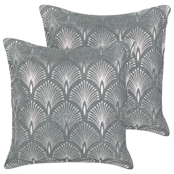 Koristetyynysetti 2 kpl HOYA puuvilla 45 x 45 cm Harmaa Geometrinen kuvio